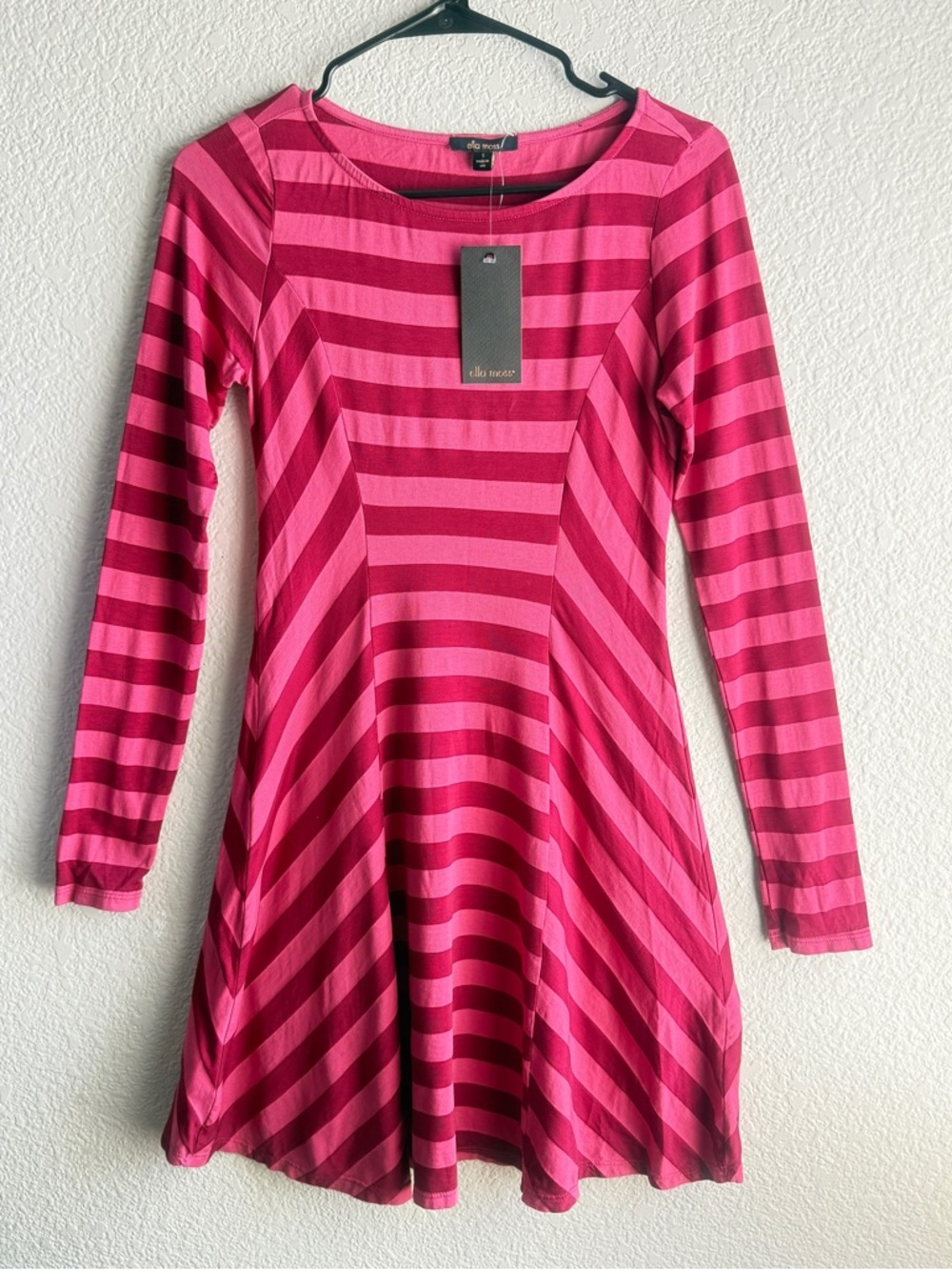 ella moss Hot Pink Striped Long-Sleeve Dress
